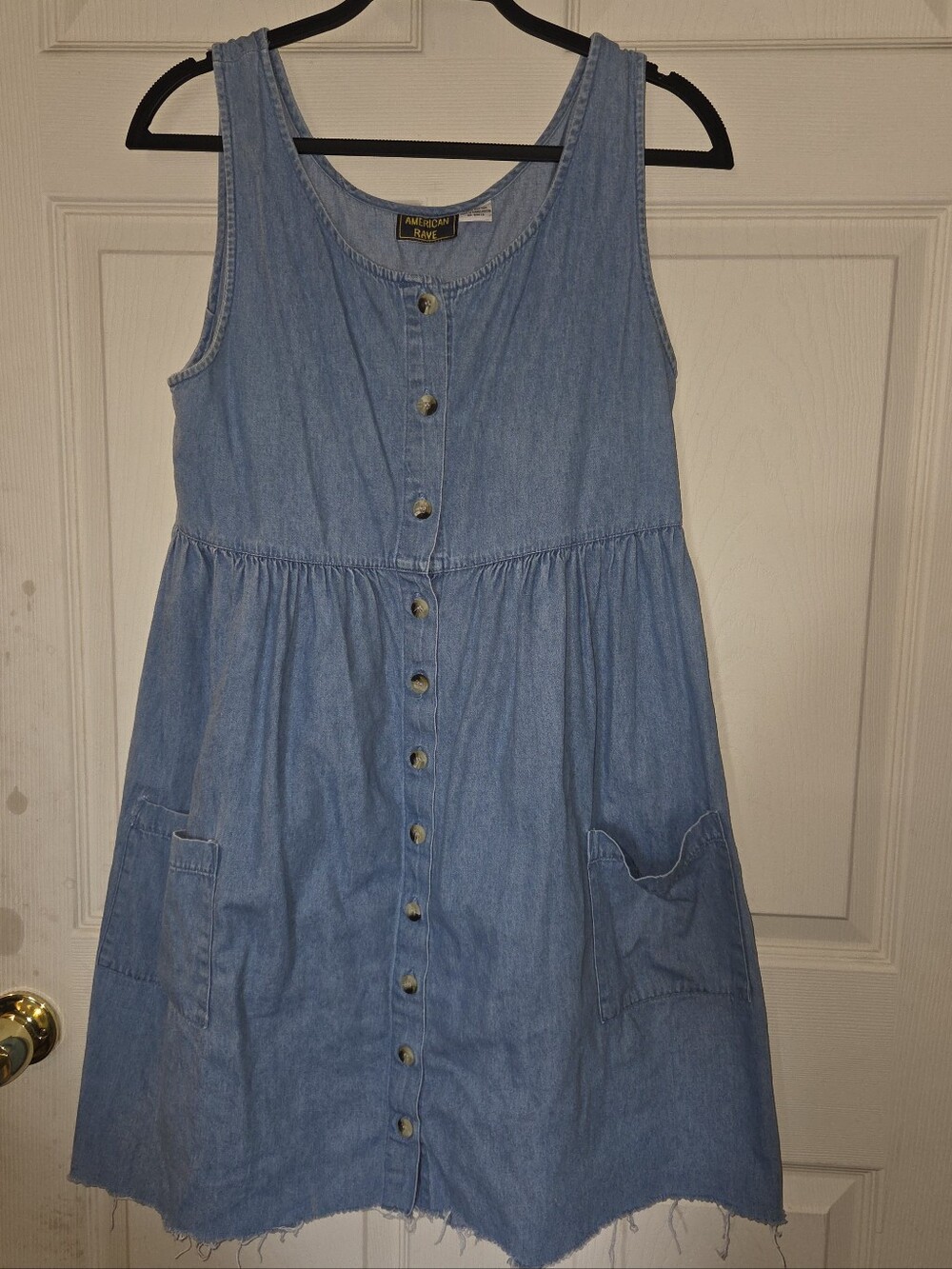 Women's Vintage American Rave Denim Button-Front Dress Size M 100% Cotton